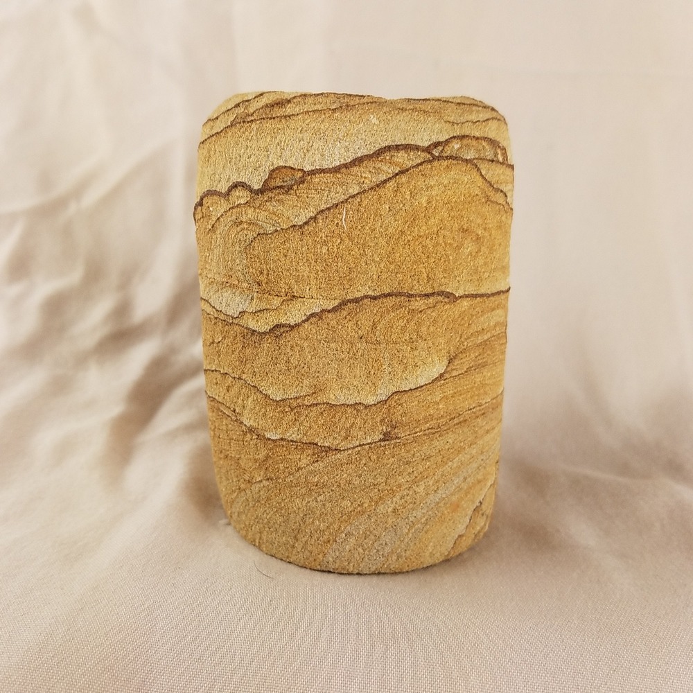 Natural Sandstone Tea Light Candle Holder Earthy Sedimentary Rock Decor